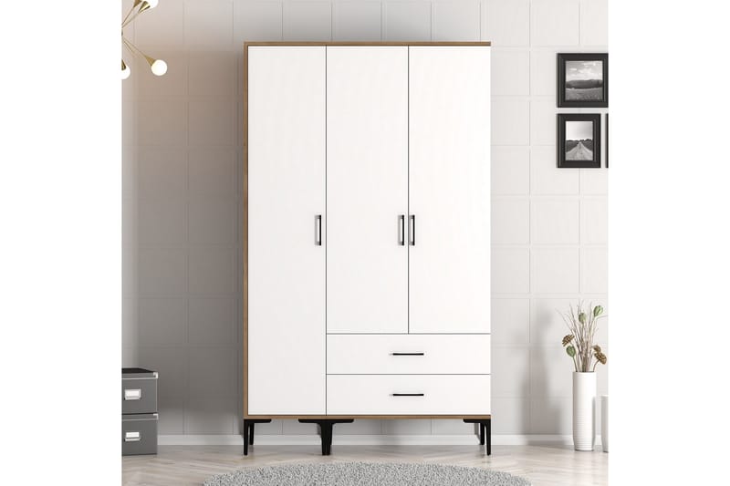 Kumsal Garderobe 120 cm - Brun/Hvit - Oppbevaring - Klesoppbevaring - Garderober & garderobesystem