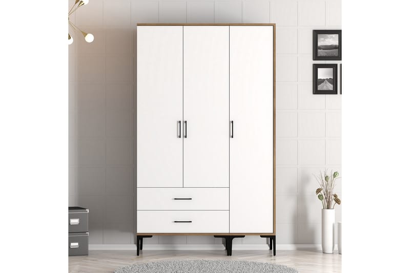 Kumsal Garderobe 120 cm - Brun/Hvit - Oppbevaring - Klesoppbevaring - Garderober & garderobesystem