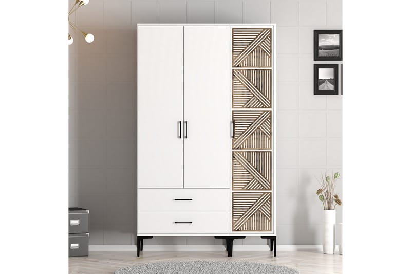 Kumsal Garderobe 120 cm - Hvit - Oppbevaring - Klesoppbevaring - Garderober & garderobesystem