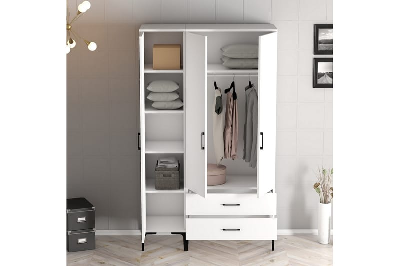 Kumsal Garderobe 120 cm - Hvit - Oppbevaring - Klesoppbevaring - Garderober & garderobesystem