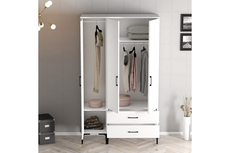 Kumsal Garderobe 120 cm - Hvit - Oppbevaring - Klesoppbevaring - Garderober & garderobesystem