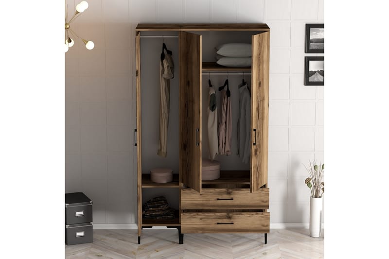 Kumsal Garderobe 120 cm - Valnøtt - Garderober & garderobesystem - Garderobeskap & klesskap