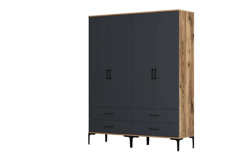 Kumsal Garderobe 160 cm - Antrasitt - Oppbevaring - Klesoppbevaring - Garderober & garderobesystem