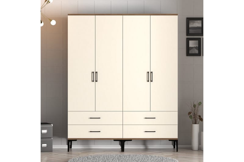 Kumsal Garderobe 160 cm - Cream - Garderober & garderobesystem - Garderobeskap & klesskap