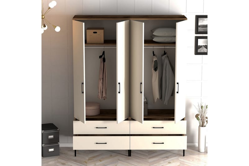 Kumsal Garderobe 160 cm - Cream - Garderober & garderobesystem - Garderobeskap & klesskap