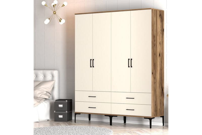 Kumsal Garderobe 160 cm - Cream - Garderober & garderobesystem - Garderobeskap & klesskap