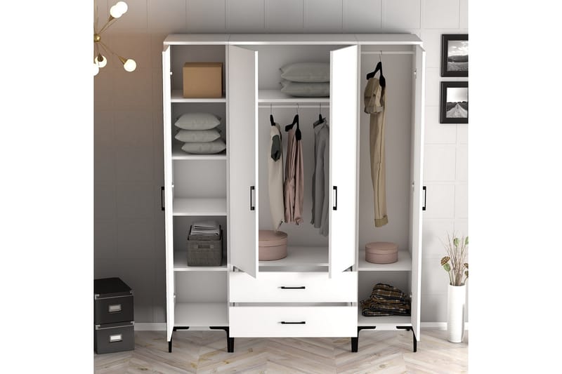 Kumsal Garderobe 160 cm - Hvit - Oppbevaring - Klesoppbevaring - Garderober & garderobesystem