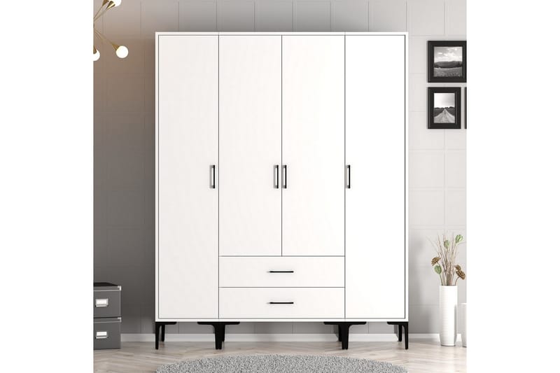 Kumsal Garderobe 160 cm - Hvit - Oppbevaring - Klesoppbevaring - Garderober & garderobesystem