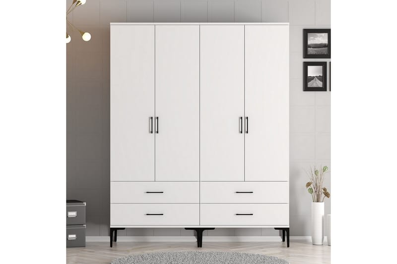 Kumsal Garderobe 160 cm - Hvit - Oppbevaring - Klesoppbevaring - Garderober & garderobesystem