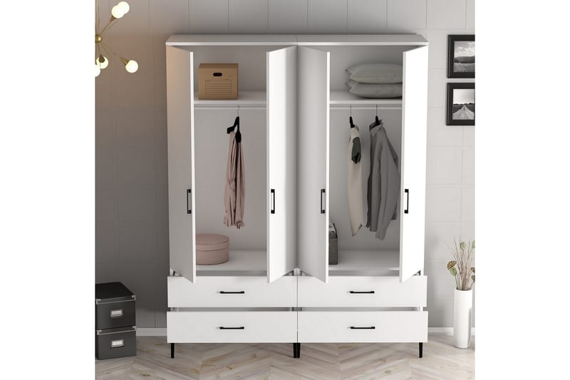 Kumsal Garderobe 160 cm - Hvit - Oppbevaring - Klesoppbevaring - Garderober & garderobesystem