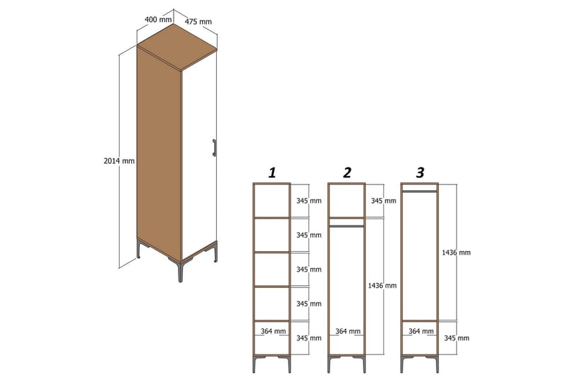 Kumsal Garderobe 40 cm - Hvit - Garderober & garderobesystem - Garderobeskap & klesskap