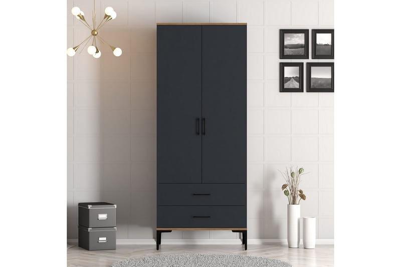 Kumsal Garderobe 80 cm - Antrasitt - Garderober & garderobesystem - Garderobeskap & klesskap