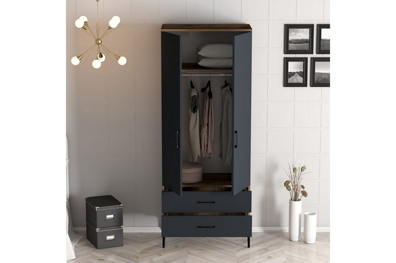 Kumsal Garderobe 80 cm - Antrasitt - Garderober & garderobesystem - Garderobeskap & klesskap