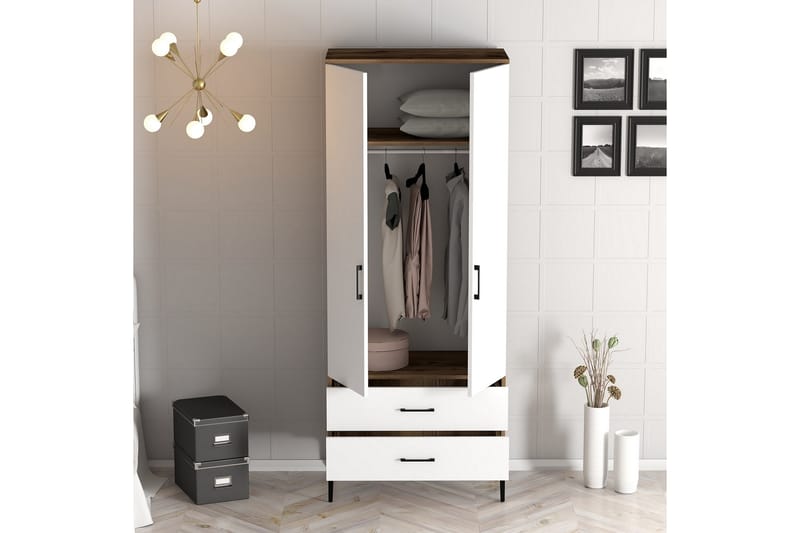 Kumsal Garderobe 80 cm - Brun/Hvit - Oppbevaring - Klesoppbevaring - Garderober & garderobesystem