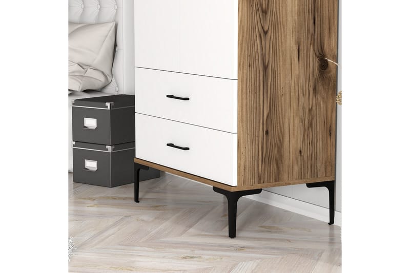 Kumsal Garderobe 80 cm - Brun/Hvit - Oppbevaring - Klesoppbevaring - Garderober & garderobesystem