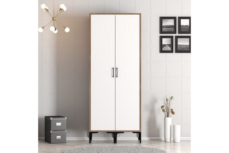 Kumsal Garderobe 80 cm - Brun/Hvit - Garderober & garderobesystem - Garderobeskap & klesskap