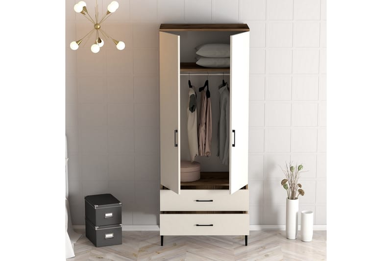 Kumsal Garderobe 80 cm - Cream - Garderober & garderobesystem - Garderobeskap & klesskap