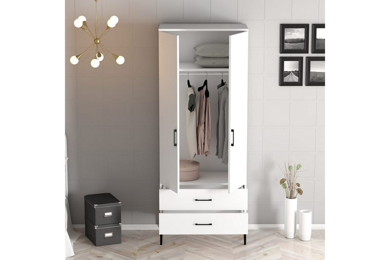 Kumsal Garderobe 80 cm - Hvit - Garderober & garderobesystem - Garderobeskap & klesskap