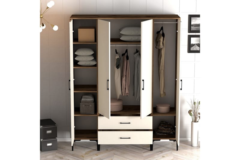 Kumsal Garderobe med Speil - Cream - Oppbevaring - Klesoppbevaring - Garderober & garderobesystem