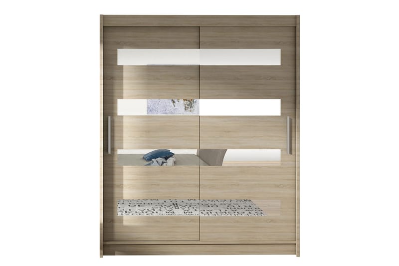 Leila Garderobe med Speil 150x200 cm - Beige - Oppbevaring - Klesoppbevaring - Garderober & garderobesystem