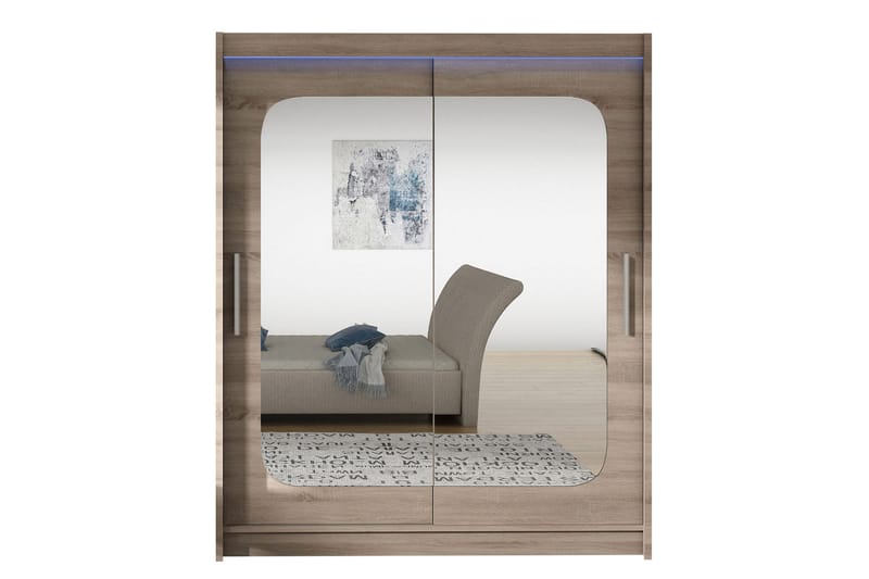 Leila Garderobe med Speil 150x200 cm - Beige - Oppbevaring - Klesoppbevaring - Garderober & garderobesystem