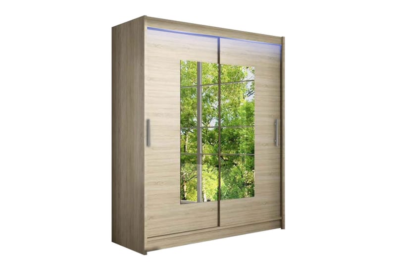 Leila Garderobe med Speil 150x200 cm - Beige - Oppbevaring - Klesoppbevaring - Garderober & garderobesystem