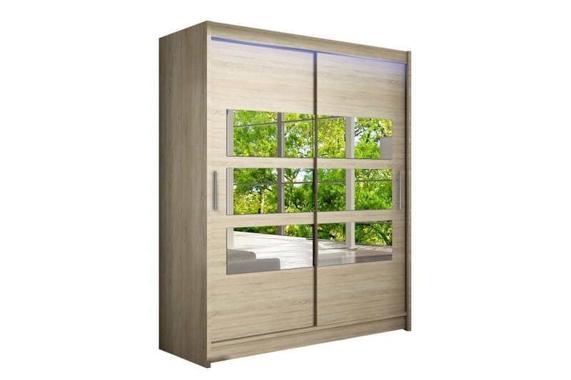 Leila Garderobe med Speil 150x200 cm - Beige - Oppbevaring - Klesoppbevaring - Garderober & garderobesystem