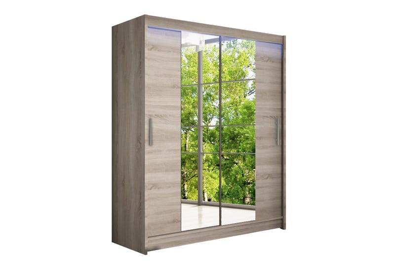 Leila Garderobe med Speil 150x200 cm - Beige - Oppbevaring - Klesoppbevaring - Garderober & garderobesystem