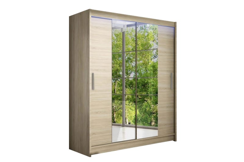 Leila Garderobe med Speil 150x200 cm - Beige - Oppbevaring - Klesoppbevaring - Garderober & garderobesystem