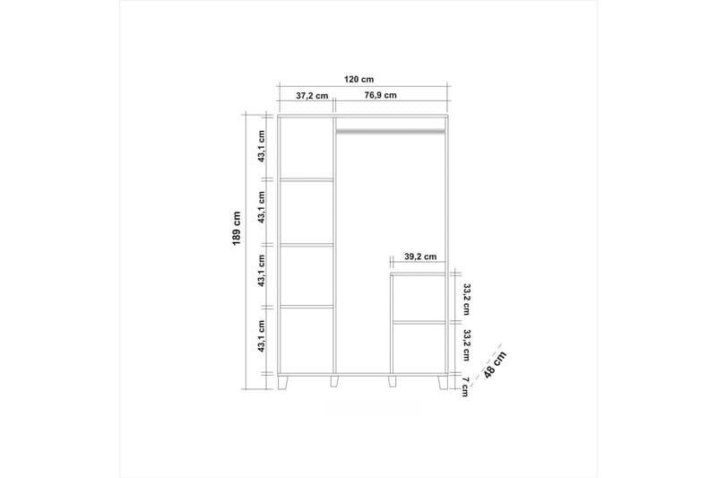 Linsy Garderobe 189 cm - Tre / Natur - Oppbevaring - Klesoppbevaring - Garderober & garderobesystem