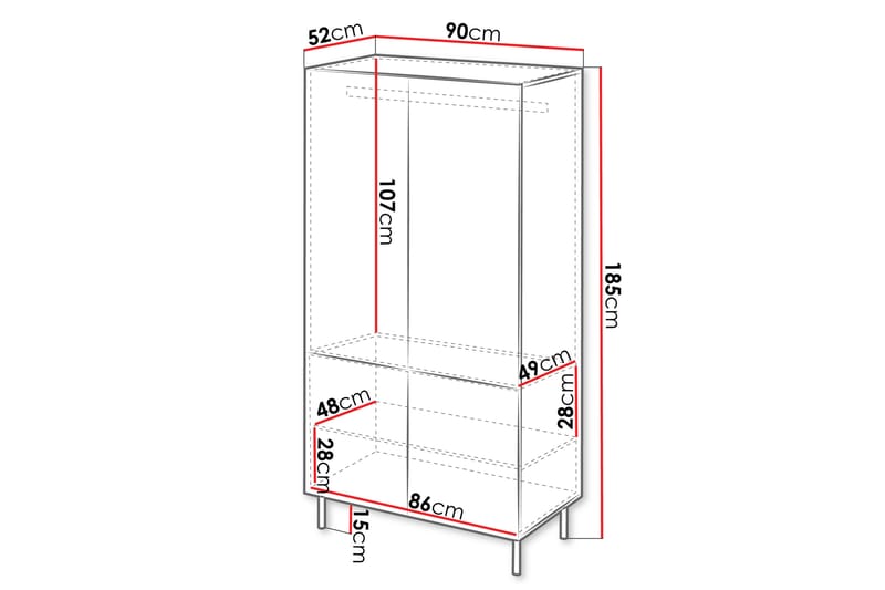 Lionel Garderobe 90 cm - Kashmir - Oppbevaring - Klesoppbevaring - Garderober & garderobesystem