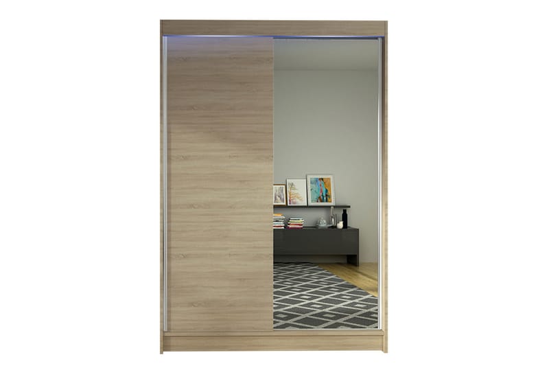 Liverpool Garderobe med Speil 120x200 cm - Beige - Oppbevaring - Klesoppbevaring - Garderober & garderobesystem