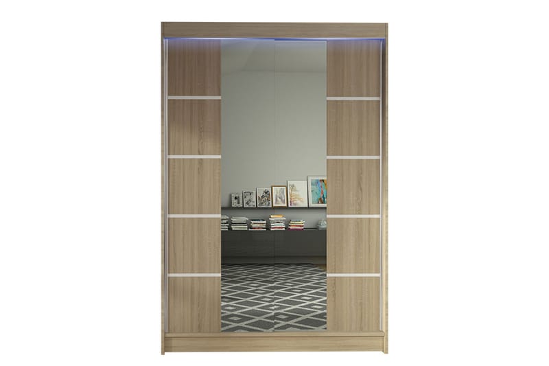 Liverpool Garderobe med Speil 120x200 cm - Beige - Oppbevaring - Klesoppbevaring - Garderober & garderobesystem