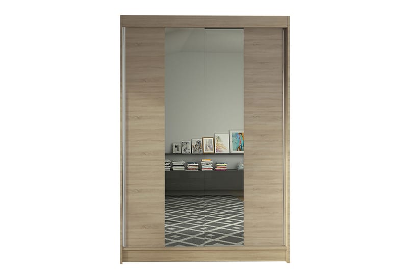 Liverpool Garderobe med Speil 120x200 cm - Beige - Oppbevaring - Klesoppbevaring - Garderober & garderobesystem