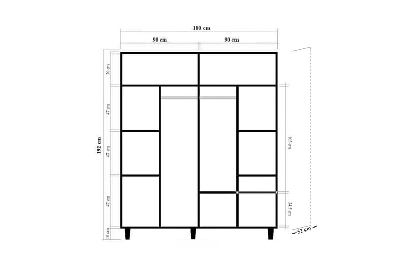 Loni Garderobe 180 cm - Brun - Garderober & garderobesystem - Garderobeskap & klesskap