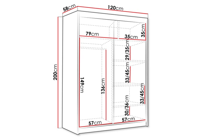 Lungos Garderobe 120x200 cm - Beige - Oppbevaring - Klesoppbevaring - Garderober & garderobesystem