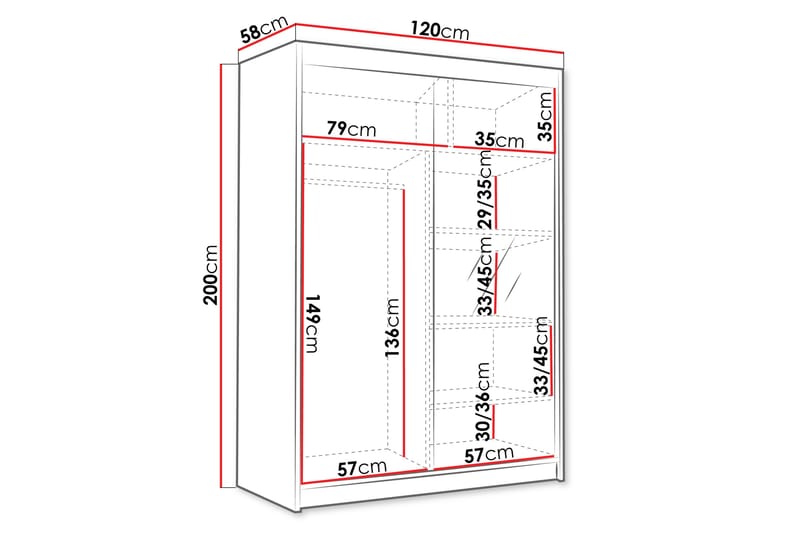 Lungos Garderobe med Speil 120x200 cm - Beige - Oppbevaring - Klesoppbevaring - Garderober & garderobesystem