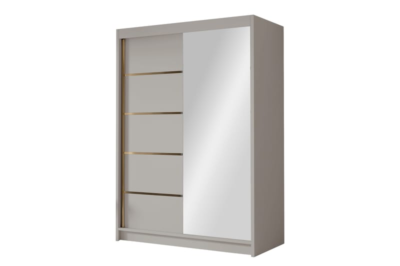 Lungos Garderobe med Speil 120x200 cm - Beige - Oppbevaring - Klesoppbevaring - Garderober & garderobesystem