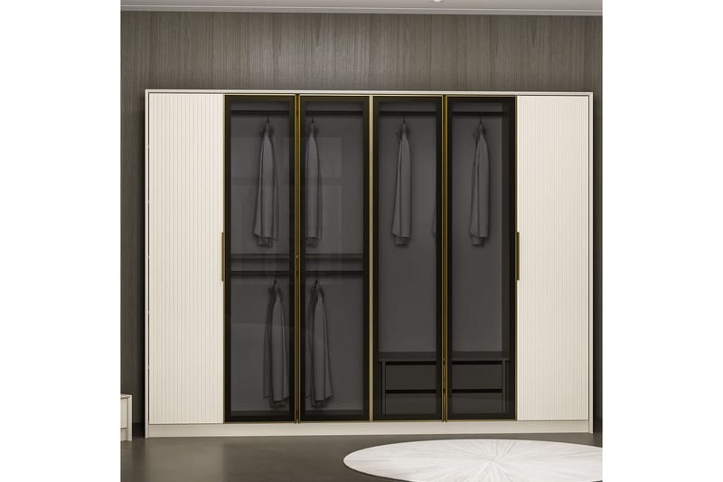 Luxe Garderobe 270 cm - Gull/Hvit - Oppbevaring - Klesoppbevaring - Garderober & garderobesystem