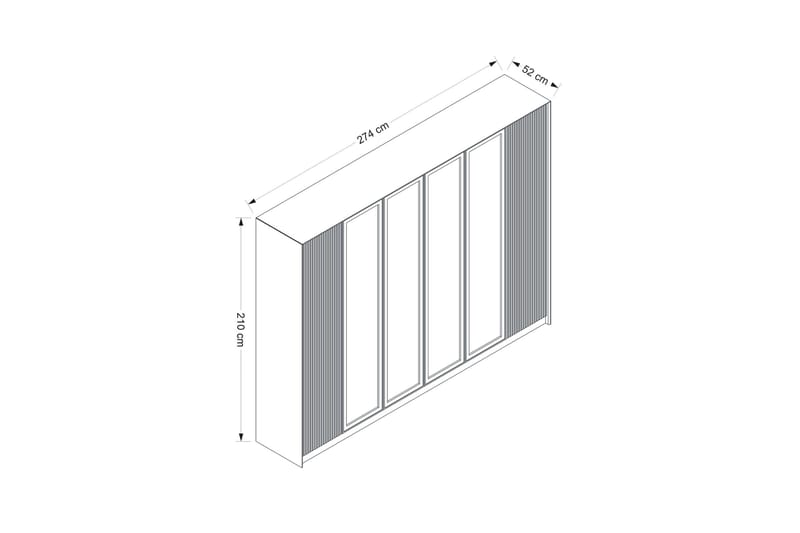 Luxe Garderobe 270 cm - Gull/Hvit - Oppbevaring - Klesoppbevaring - Garderober & garderobesystem