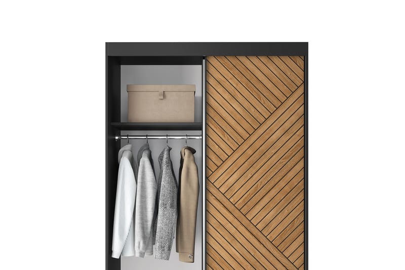 Marrphy Garderobe med Speil 120x220 cm - Brun - Oppbevaring - Klesoppbevaring - Garderober & garderobesystem