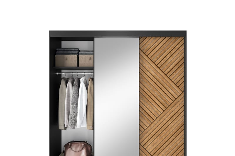 Marrphy Garderobe med Speil 120x220 cm - Brun - Oppbevaring - Klesoppbevaring - Garderober & garderobesystem