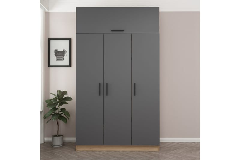 Minar Garderobe 135 cm - Grå/Brun - Oppbevaring - Klesoppbevaring - Garderober & garderobesystem