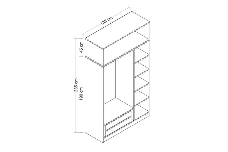 Minar Garderobe med Speil - Antrasitt - Oppbevaring - Klesoppbevaring - Garderober & garderobesystem