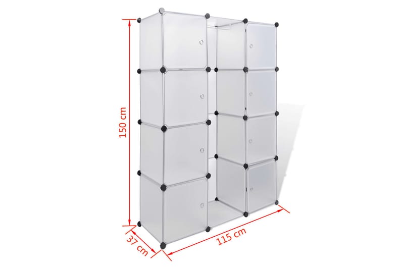 Modulskap med 9 rom 37x115x150 cm hvit - Oppbevaring - Klesoppbevaring - Garderober & garderobesystem