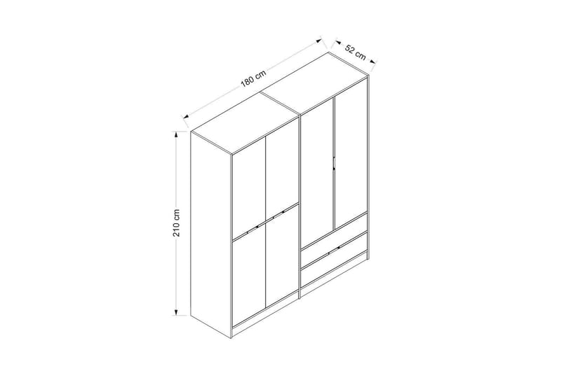 Munna Garderobe 180 cm - Grå - Oppbevaring - Klesoppbevaring - Garderober & garderobesystem