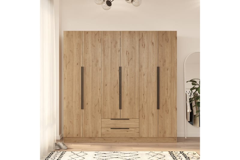 Nagisa Garderobe 210 cm - Valnøtt - Oppbevaring - Klesoppbevaring - Garderober & garderobesystem