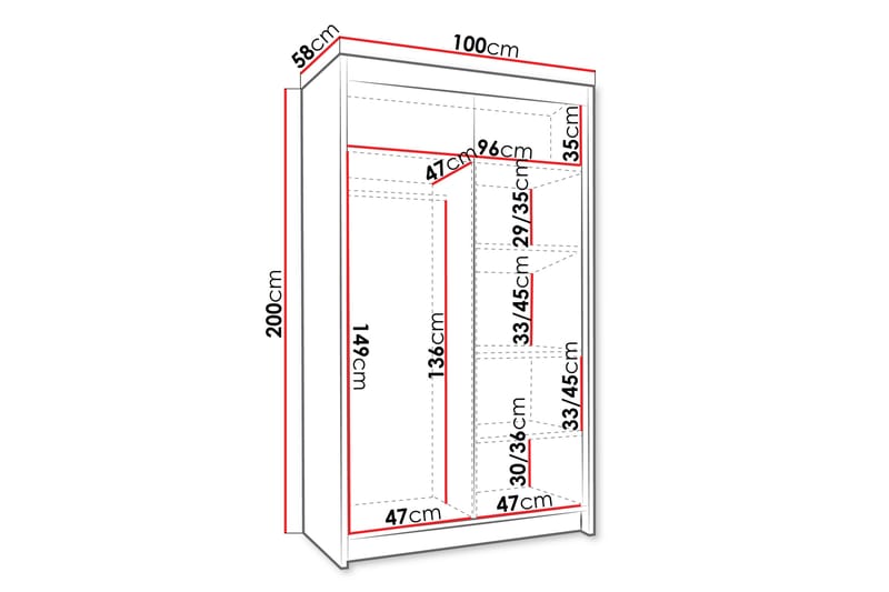 Narbonne Garderobe 100x200 cm - Beige - Oppbevaring - Klesoppbevaring - Garderober & garderobesystem