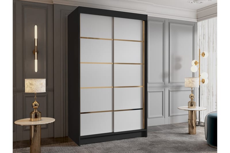 Narbonne Garderobe 100x200 cm - Hvit/Svart - Oppbevaring - Klesoppbevaring - Garderober & garderobesystem