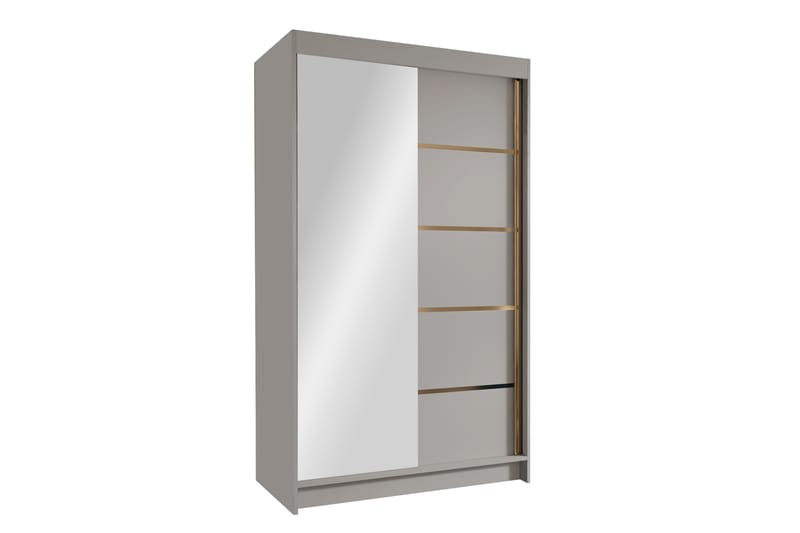 Narbonne Garderobe med Speil 100x200 cm - Beige - Oppbevaring - Klesoppbevaring - Garderober & garderobesystem